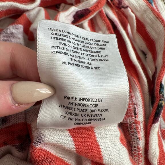Postmark Anthropologie orange & white floral striped short sleeve top size XS - Picture 8 of 11
